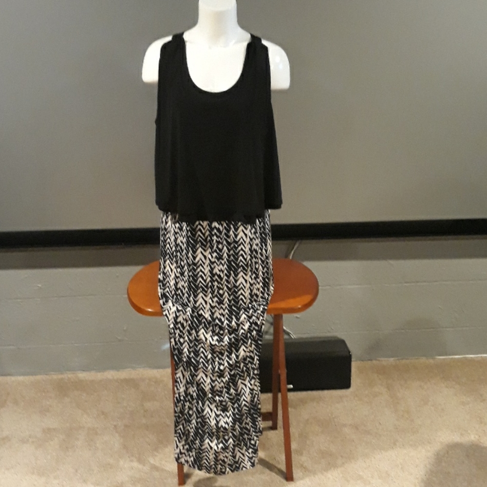 NEW CJ Banks Black Tan and White Maxi Dress